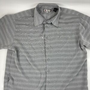 Iz It U Button Up Shirt Mens XL Gray Short Sleeve